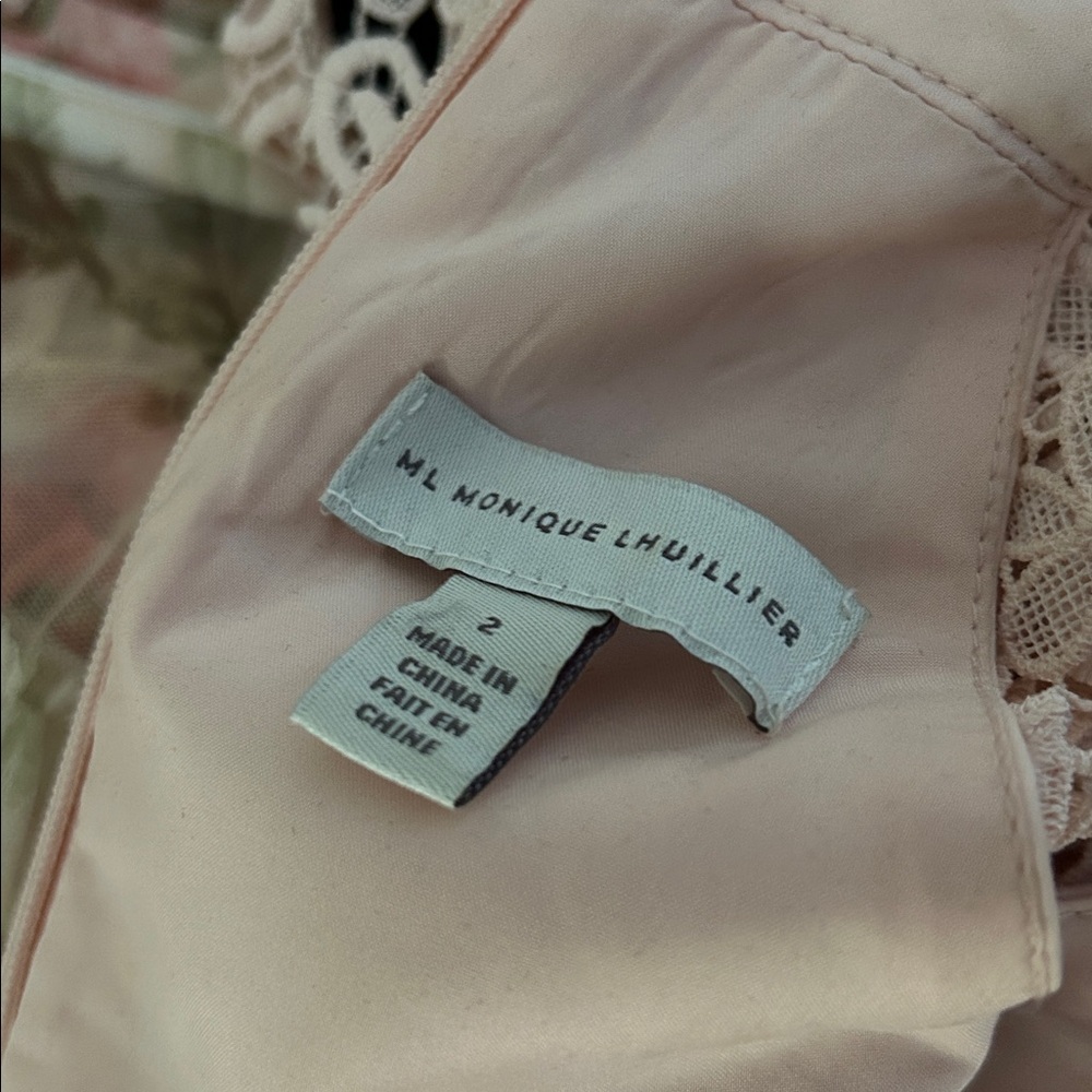 Monique Lhuillier Blush Lace Midi Dress - Picture 4 of 5